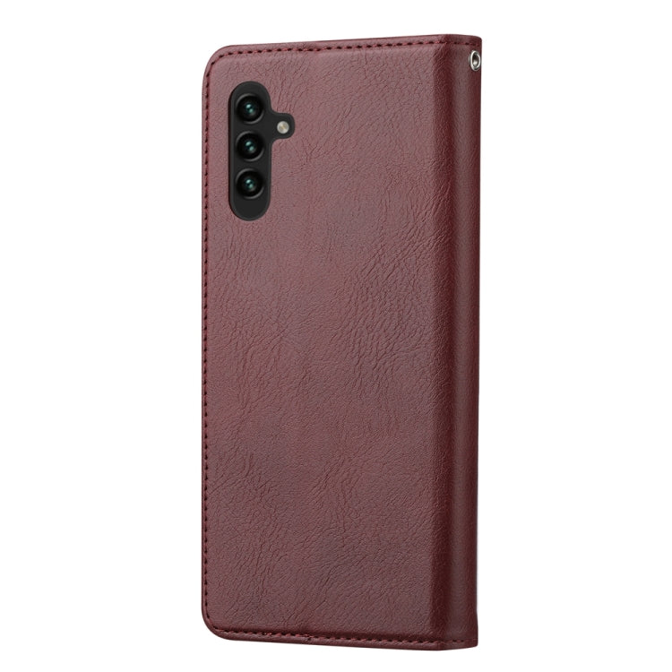 For Samsung Galaxy S25 5G Knead Skin Texture Flip Leather Phone Case(Wine Red)