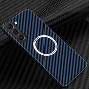 For Samsung Galaxy S25+ 5G Carbon Fiber Texture MagSafe Magnetic Phone Case(Blue)