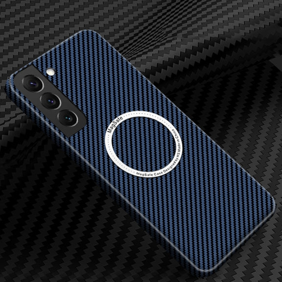 For Samsung Galaxy S25+ 5G Carbon Fiber Texture MagSafe Magnetic Phone Case(Blue)