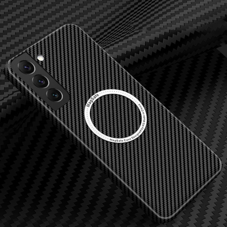 For Samsung Galaxy S25 5G Carbon Fiber Texture MagSafe Magnetic Phone Case(Black)