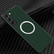 For Samsung Galaxy S25 5G Carbon Fiber Texture MagSafe Magnetic Phone Case(Green)
