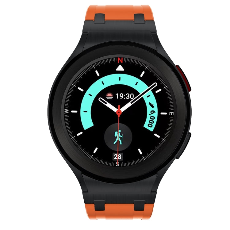 For Samsung Galaxy watch 4 / 5 / 6 AP Series Liquid Silicone Watch Band(Black Orange)