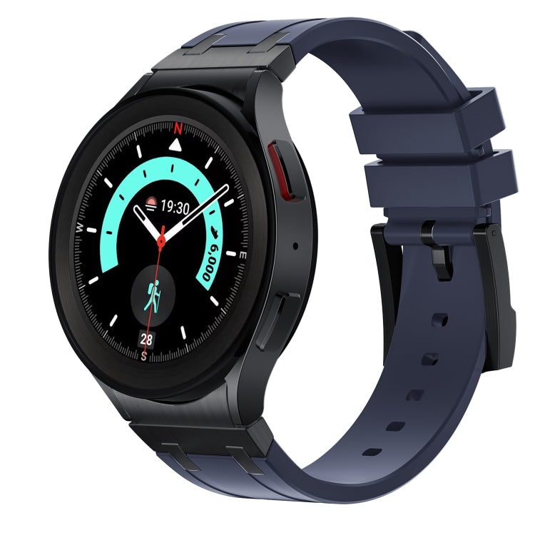 For Samsung Galaxy Watch 4 / 5 / 6 AP Series Liquid Silicone Watch Band(Black Blue)