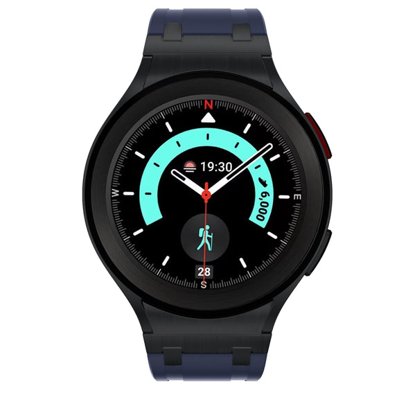 For Samsung Galaxy Watch 4 / 5 / 6 AP Series Liquid Silicone Watch Band(Black Blue)