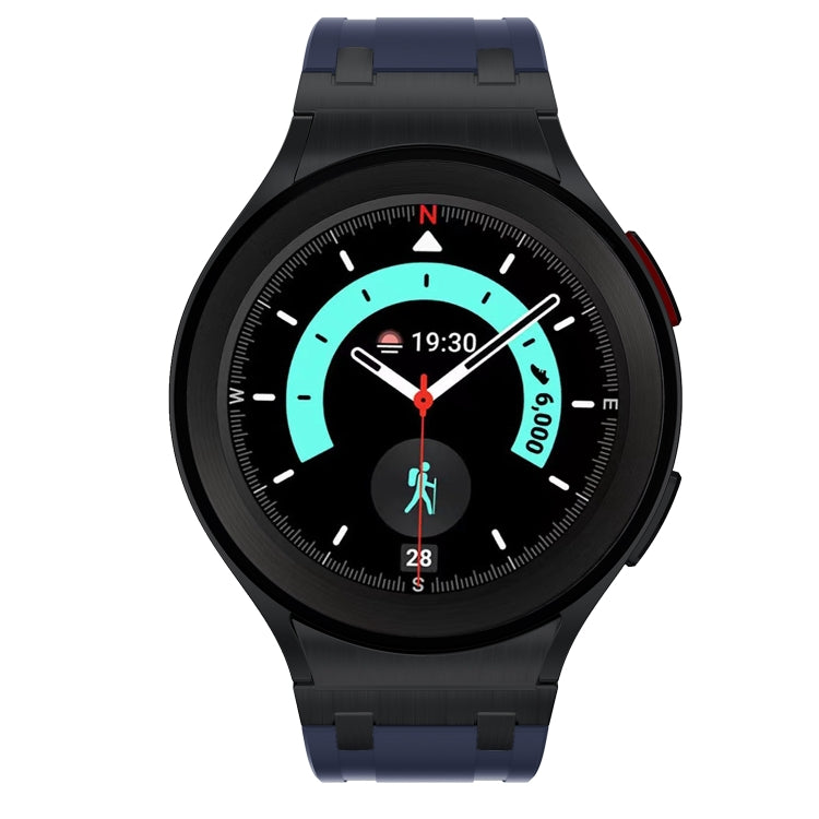 For Samsung Galaxy Watch 4 / 5 / 6 AP Series Liquid Silicone Watch Band(Black Blue)
