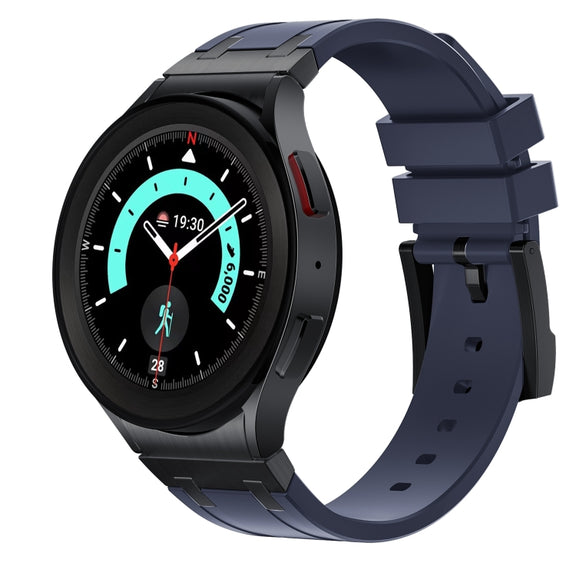 For Samsung Galaxy Watch 4 / 5 / 6 AP Series Liquid Silicone Watch Band(Black Blue)