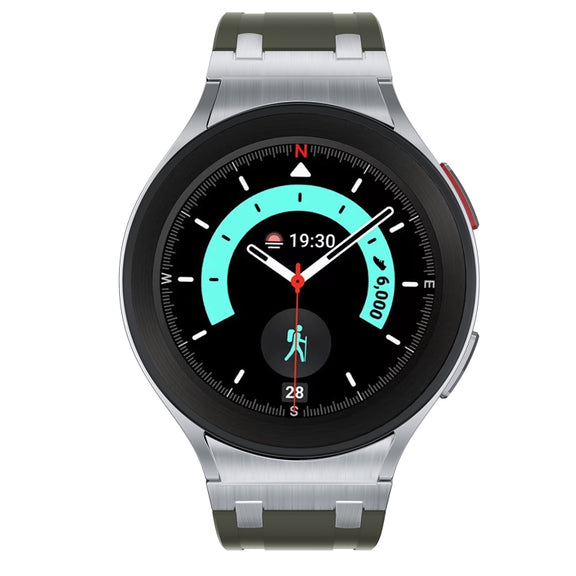 For Samsung Galaxy watch 4 / 5 / 6 AP Series Liquid Silicone Watch Band(Silver Green)