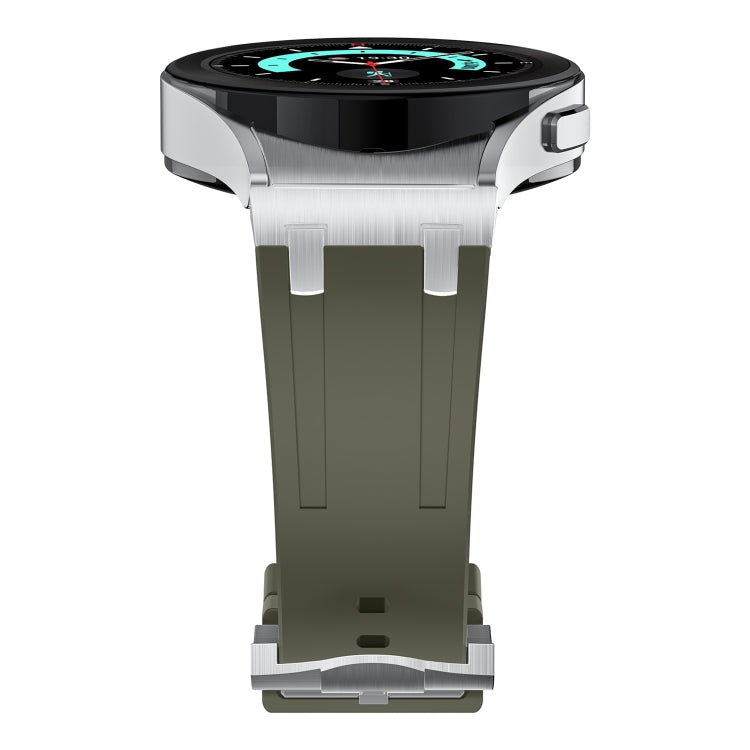 For Samsung Galaxy watch 4 / 5 / 6 AP Series Liquid Silicone Watch Band(Silver Green)