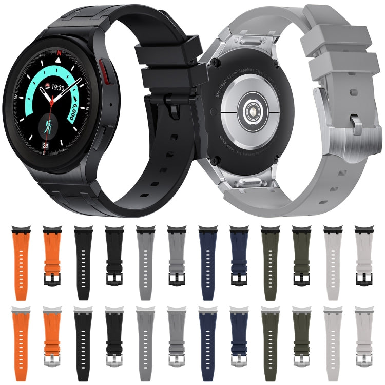 For Samsung Galaxy Watch 4 / 5 / 6 AP Series Liquid Silicone Watch Band(Black Blue)