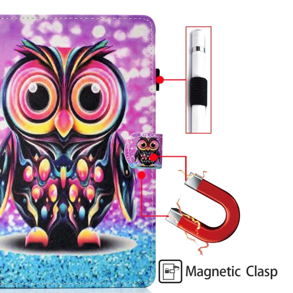 For Lenovo Tab P12 2023 / TB370FU Coloured Drawing Stitching Smart Leather Tablet Case(Owl)