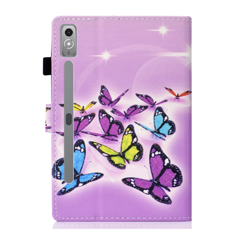 For Lenovo Tab P12 2023 / TB370FU Coloured Drawing Stitching Smart Leather Tablet Case(Butterfly)