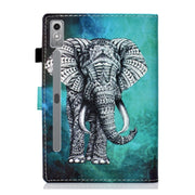 For Lenovo Tab P12 2023 / TB370FU Coloured Drawing Stitching Smart Leather Tablet Case(Elephant)