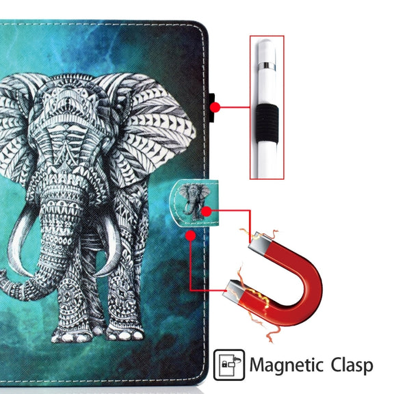 For Lenovo Tab P12 2023 / TB370FU Coloured Drawing Stitching Smart Leather Tablet Case(Elephant)