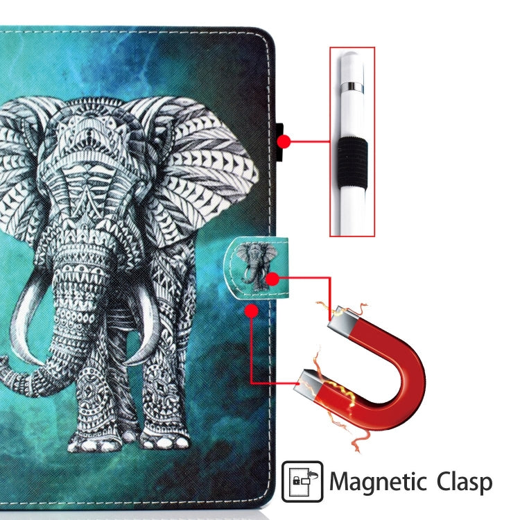 For Lenovo Tab P12 2023 / TB370FU Coloured Drawing Stitching Smart Leather Tablet Case(Elephant)