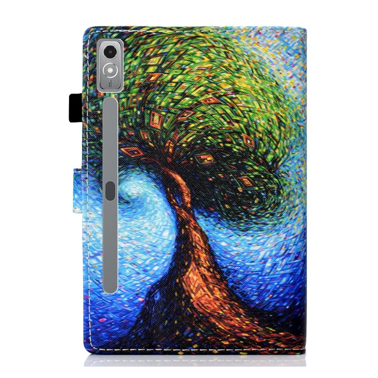For Lenovo Tab P12 2023 / TB370FU Coloured Drawing Stitching Smart Leather Tablet Case(Abstract Tree)