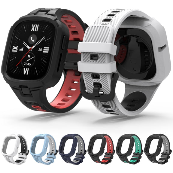 For Honor Watch 4 Two Color Integrated TPU Watch Band(Black Grey)