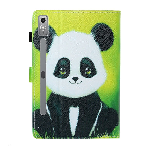 For Lenovo Tab P12 2023 / TB370FU Coloured Drawing Stitching Smart Leather Tablet Case(Panda)