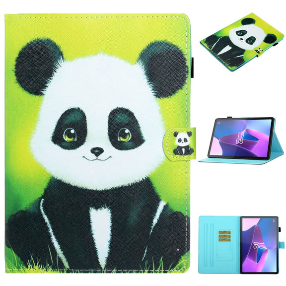 For Lenovo Tab P12 2023 / TB370FU Coloured Drawing Stitching Smart Leather Tablet Case(Panda)