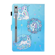 For Lenovo Tab P12 2023 / TB370FU Coloured Drawing Stitching Smart Leather Tablet Case(Unicorn)