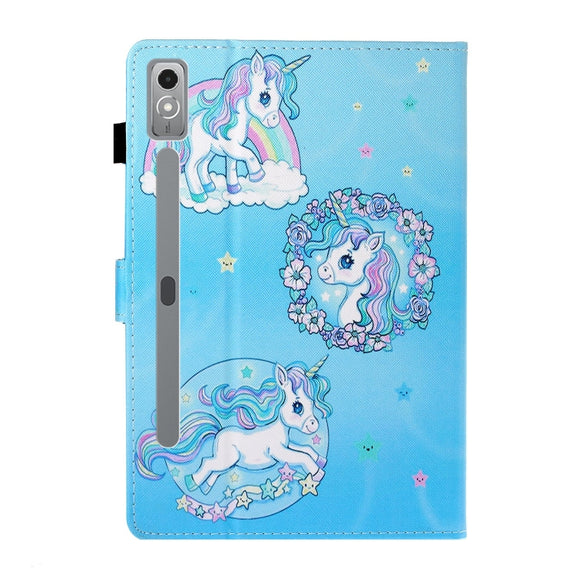 For Lenovo Tab P12 2023 / TB370FU Coloured Drawing Stitching Smart Leather Tablet Case(Unicorn)