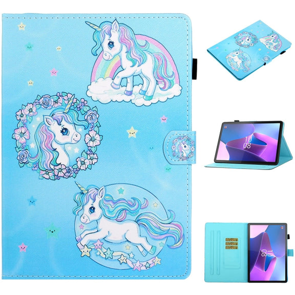 For Lenovo Tab P12 2023 / TB370FU Coloured Drawing Stitching Smart Leather Tablet Case(Unicorn)