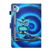For Lenovo Tab P12 2023 / TB370FU Coloured Drawing Stitching Smart Leather Tablet Case(Moon Owl)