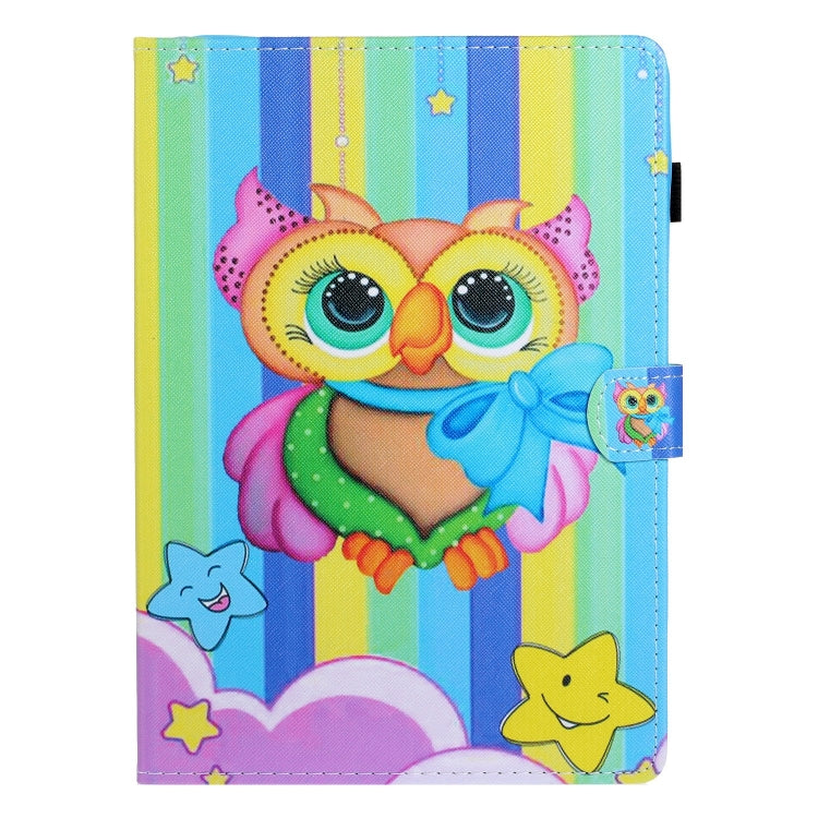 For Lenovo Tab P12 2023 / TB370FU Coloured Drawing Stitching Smart Leather Tablet Case(Rainbow Owl)