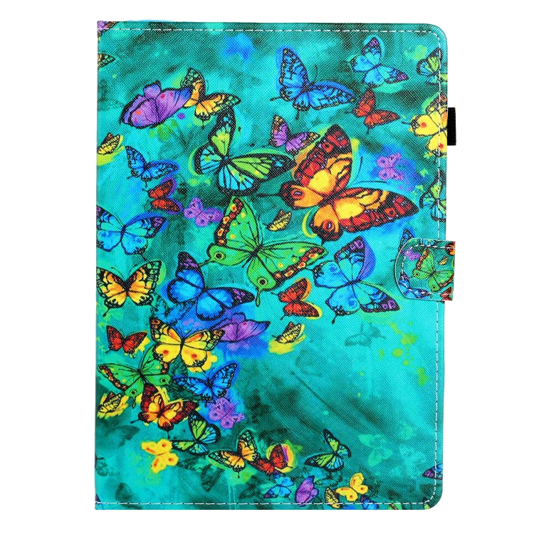 For Lenovo Tab M11/ Xiaoxin Pad 11 2024 Coloured Drawing Stitching Smart Leather Tablet Case(Green Butterfly)
