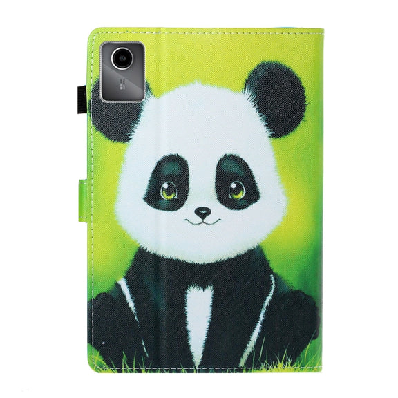 For Lenovo Tab M11/ Xiaoxin Pad 11 2024 Coloured Drawing Stitching Smart Leather Tablet Case(Panda)