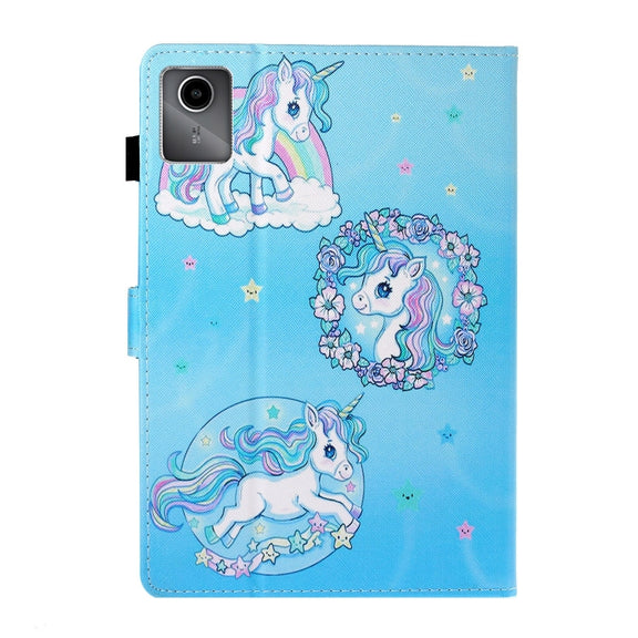 For Lenovo Tab M11/ Xiaoxin Pad 11 2024 Coloured Drawing Stitching Smart Leather Tablet Case(Unicorn)