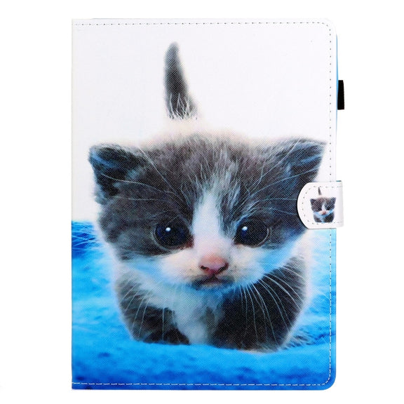 For Lenovo Tab M11/ Xiaoxin Pad 11 2024 Coloured Drawing Stitching Smart Leather Tablet Case(Blue White Cat)