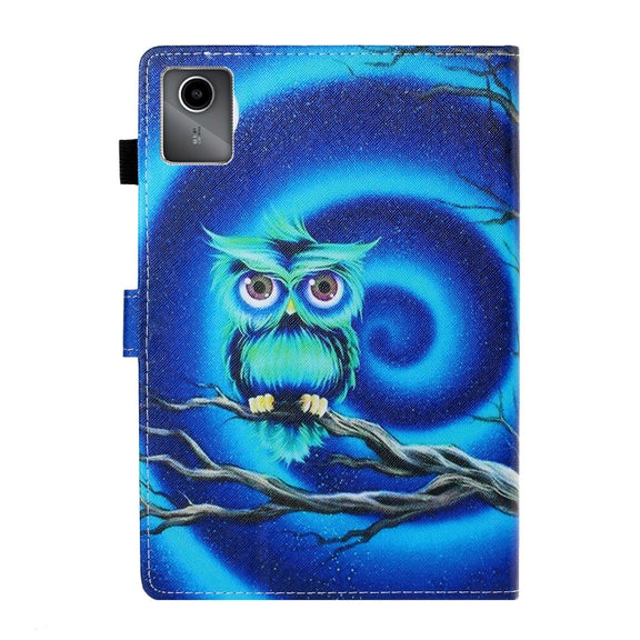 For Lenovo Tab M11/ Xiaoxin Pad 11 2024 Coloured Drawing Stitching Smart Leather Tablet Case(Moon Owl)
