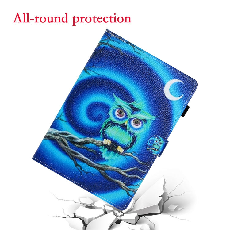 For Lenovo Tab M11/ Xiaoxin Pad 11 2024 Coloured Drawing Stitching Smart Leather Tablet Case(Moon Owl)