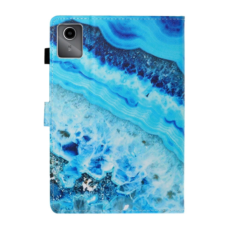 For Lenovo Tab M11/ Xiaoxin Pad 11 2024 Coloured Drawing Stitching Smart Leather Tablet Case(Blue Marble)
