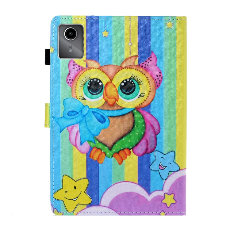 For Lenovo Tab M11/ Xiaoxin Pad 11 2024 Coloured Drawing Stitching Smart Leather Tablet Case(Rainbow Owl)