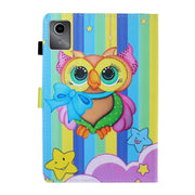 For Lenovo Tab M11/ Xiaoxin Pad 11 2024 Coloured Drawing Stitching Smart Leather Tablet Case(Rainbow Owl)