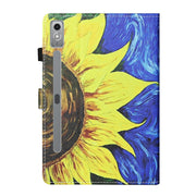 For Lenovo Tab P12 2023 / TB370FU Coloured Drawing Stitching Smart Leather Tablet Case(Sunflower)