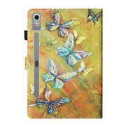 For Lenovo Tab P12 2023 / TB370FU Coloured Drawing Stitching Smart Leather Tablet Case(Butterfly)