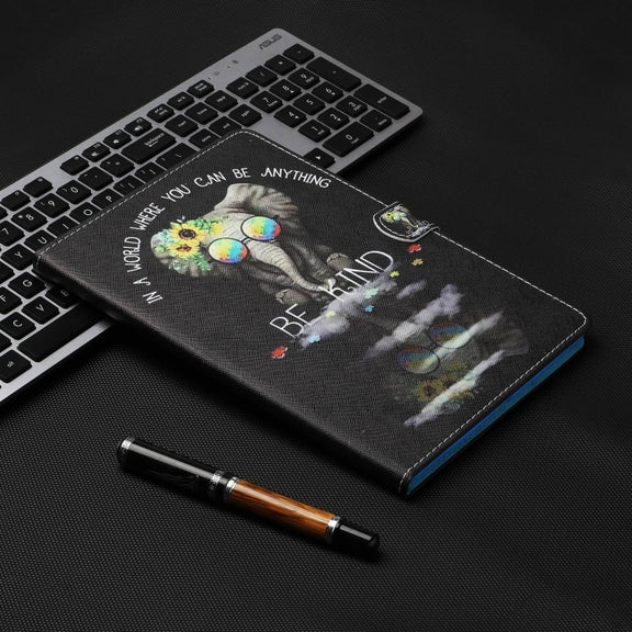 For Lenovo Tab P12 2023 / TB370FU Coloured Drawing Stitching Smart Leather Tablet Case(Glasses Elephant)