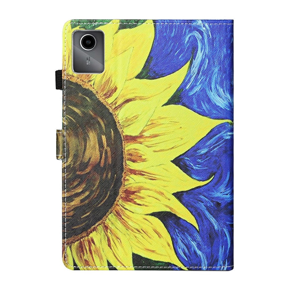For Lenovo Tab M11/ Xiaoxin Pad 11 2024 Coloured Drawing Stitching Smart Leather Tablet Case(Sunflower)