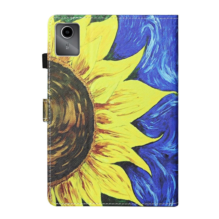 For Lenovo Tab M11/ Xiaoxin Pad 11 2024 Coloured Drawing Stitching Smart Leather Tablet Case(Sunflower)