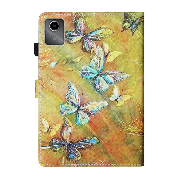 For Lenovo Tab M11/ Xiaoxin Pad 11 2024 Coloured Drawing Stitching Smart Leather Tablet Case(Butterfly)