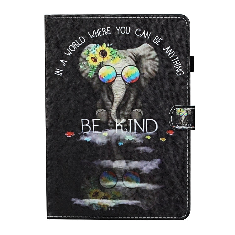 For Lenovo Tab M11/ Xiaoxin Pad 11 2024 Coloured Drawing Stitching Smart Leather Tablet Case(Glasses Elephant)