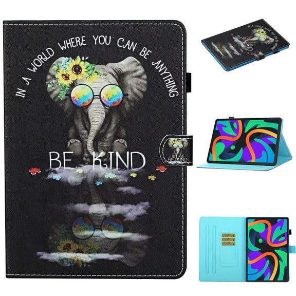 For Lenovo Tab M11/ Xiaoxin Pad 11 2024 Coloured Drawing Stitching Smart Leather Tablet Case(Glasses Elephant)