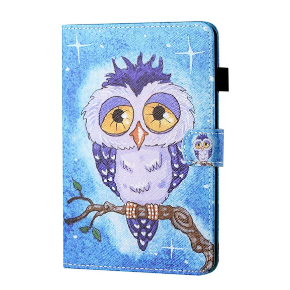 For Lenovo Tab P12 2023 / TB370FU Coloured Drawing Stitching Smart Leather Tablet Case(Blue Owl)