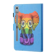 For Lenovo Tab P12 2023 / TB370FU Coloured Drawing Stitching Smart Leather Tablet Case(Colorful Elephant)