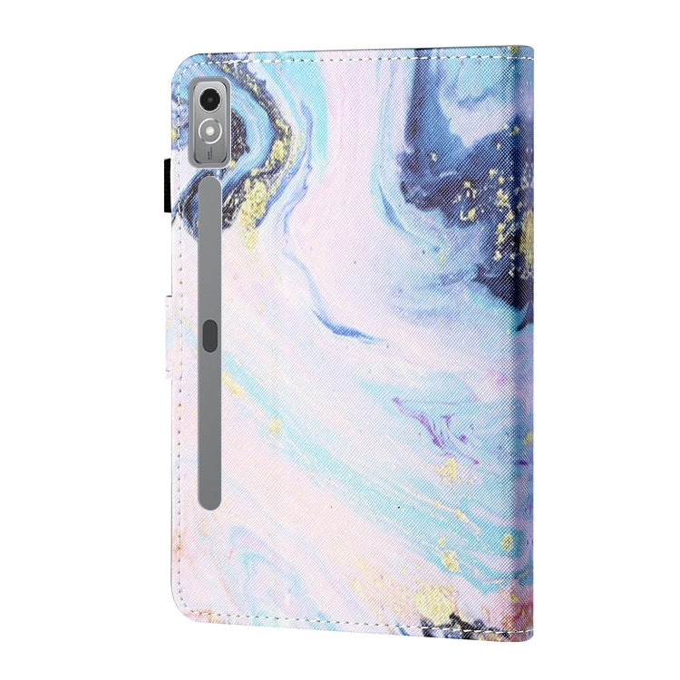 For Lenovo Tab P12 2023 / TB370FU Coloured Drawing Stitching Smart Leather Tablet Case(Quicksand)