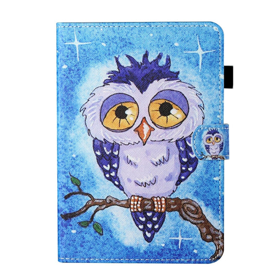 For Lenovo Tab M11/ Xiaoxin Pad 11 2024 Coloured Drawing Stitching Smart Leather Tablet Case(Blue Owl)