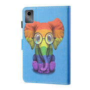For Lenovo Tab M11/ Xiaoxin Pad 11 2024 Coloured Drawing Stitching Smart Leather Tablet Case(Colorful Elephant)