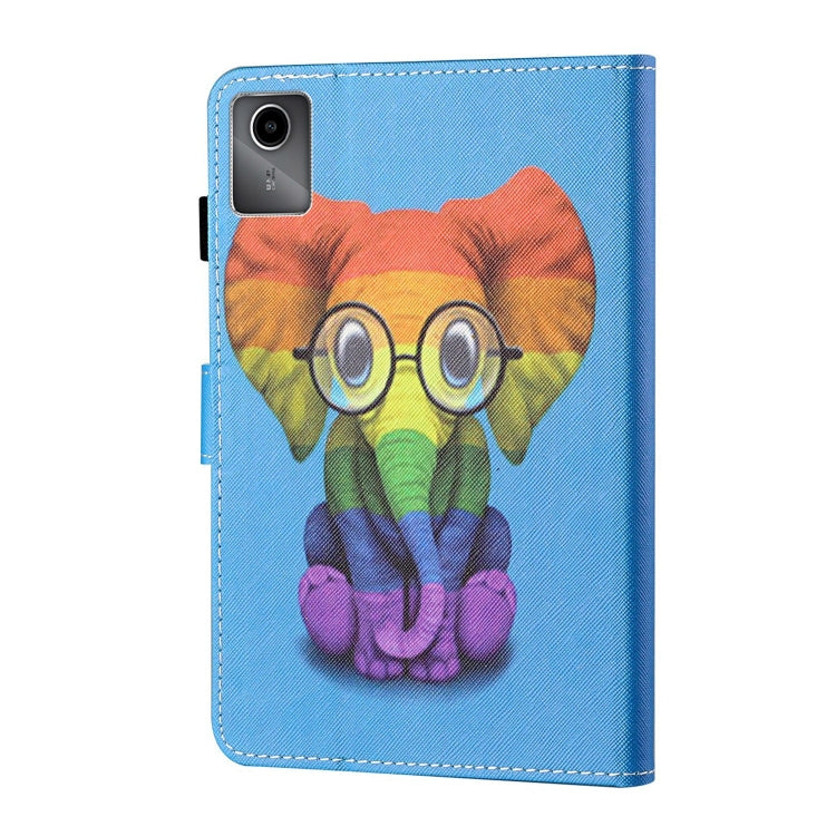 For Lenovo Tab M11/ Xiaoxin Pad 11 2024 Coloured Drawing Stitching Smart Leather Tablet Case(Colorful Elephant)